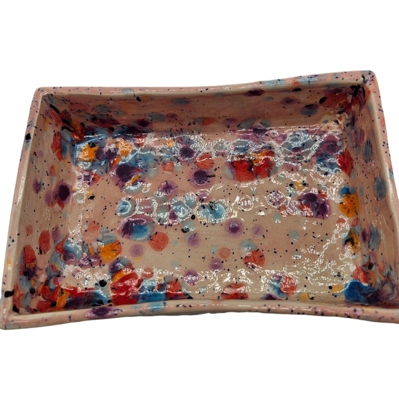 Pink Pottery Splatter Glaze Dish - Picture 6 of 8